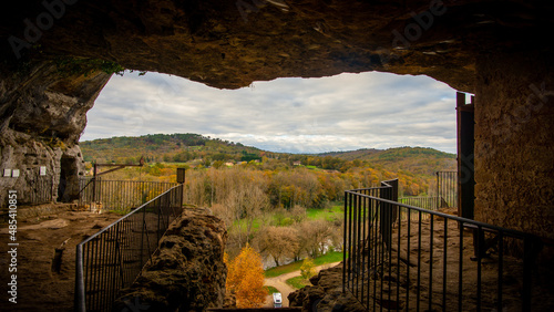 View on a valley in Perigord from a cave photo