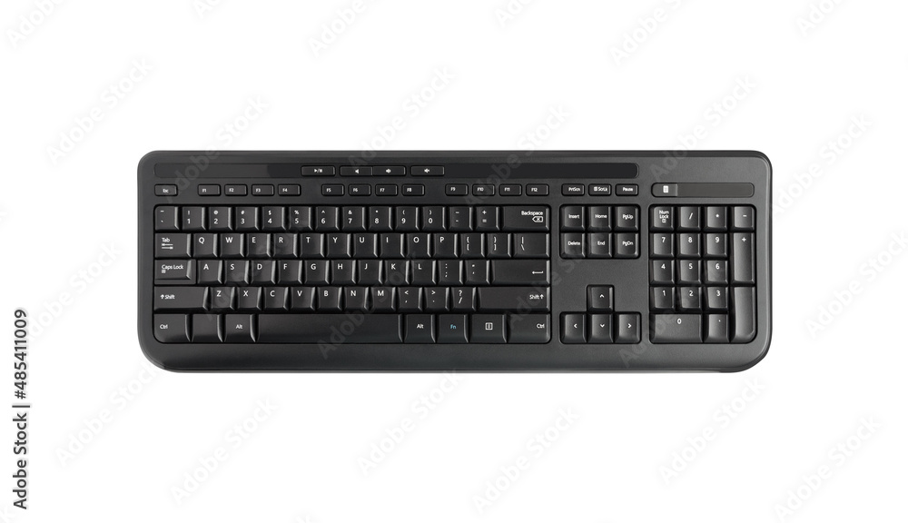 Top view of black computer keyboard isolated on white background Top view of black computer keyboard isolated on white background