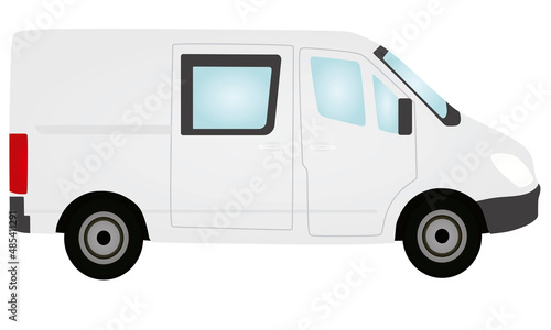White mini van. vector illustration