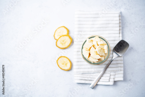 Greek yogurt banana parfait in a jar
