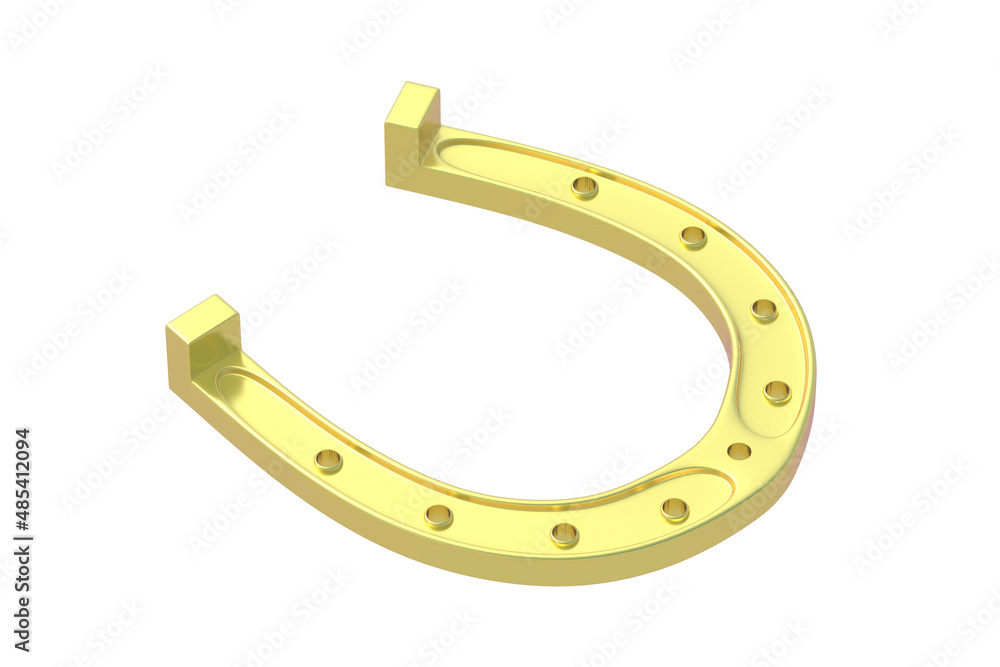 Golden horseshoe isolated on a white background. Symbol of luck and successful. 3d render Golden horseshoe isolated on a white background. Symbol of luck and successful. 3d render