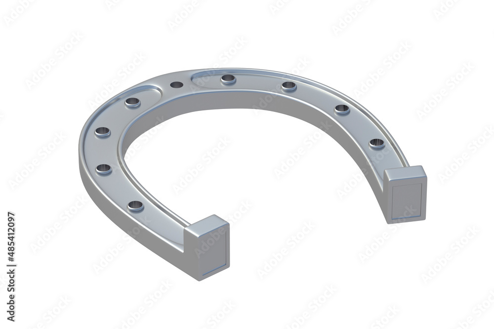Silver horseshoe isolated on a white background. Symbol of luck and successful. 3d render Silver horseshoe isolated on a white background. Symbol of luck and successful. 3d render