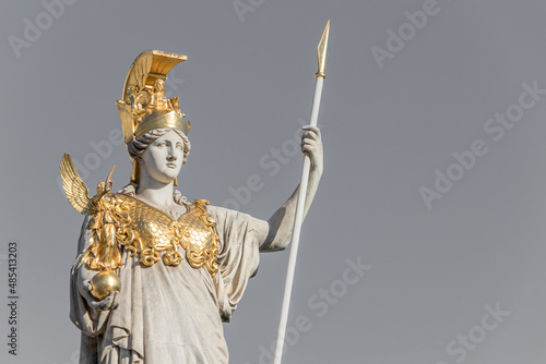 Photography Sculpture of Athena, the Greek goddess of wisdom,outside the Austrian Parliament