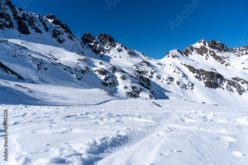 View of a ski slope at the Ordino station