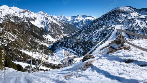 View of the Ordino valley from a ski slope
