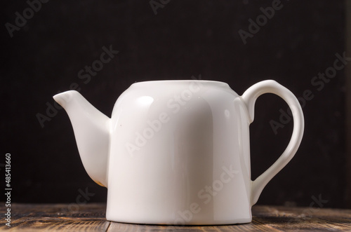 Schilderij op canvas White empty porcelain teapot.