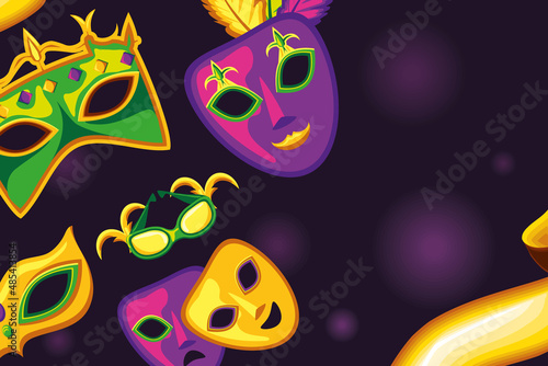 mardi gras masks and glasses