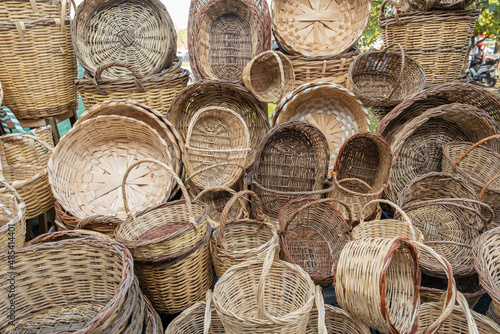Handmade wicker baskets. Handmade wicker baskets in the market.