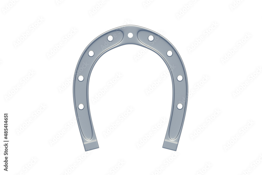 Silver horseshoe isolated on a white background. Symbol of luck and successful. 3d render Silver horseshoe isolated on a white background. Symbol of luck and successful. 3d render