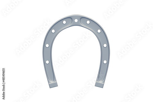 Silver horseshoe isolated on a white background. Symbol of luck and successful. 3d render