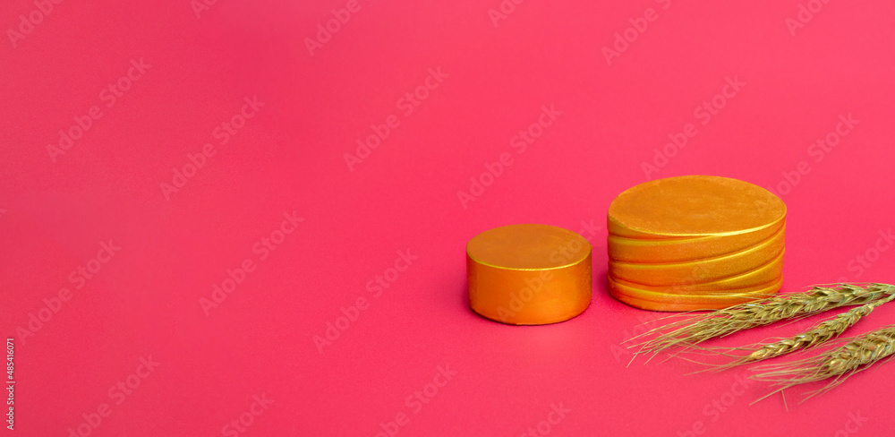 Geometric podium for showcasing cosmetic products. Showcase abstract background closeup Geometric podium for showcasing cosmetic products. Showcase abstract background closeup