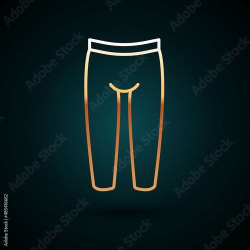 Gold line Leggings icon isolated on dark blue background. Vector