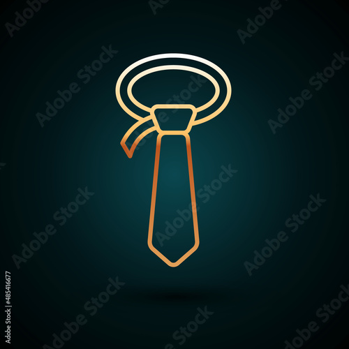 Gold line Tie icon isolated on dark blue background. Necktie and neckcloth symbol. Vector