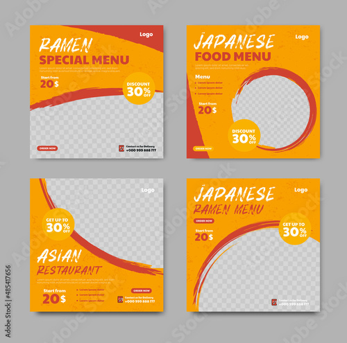 Japanese Ramen noodle template banner for social media