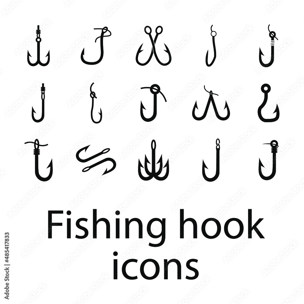 Fishing hook icons set . Fishing hook pack symbol vector elements for infographic web Fishing hook icons set . Fishing hook pack symbol vector elements for infographic web