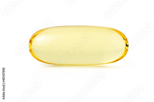 Macro shot of isolated soft gel capsule of Omega 3      
