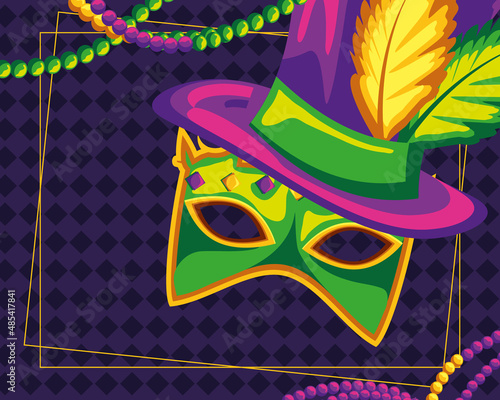 mardi gras mask and hat