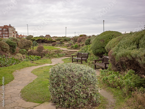 Cliff top garden open to the general public in the seaside town of Cromer on the North Norfolk coast photo