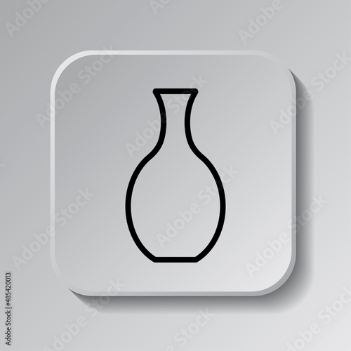 Vase simple icon vector. Flat desing. Black icon on square button with shadow. Grey background.ai