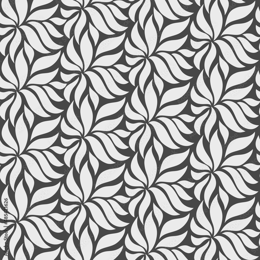 seamless abstract floral grey and black vector bacgroud