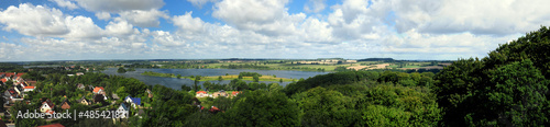 Panorama View from The Parnass Tower To The Lake Of Ploen Germany On A Beautiful Sunny Summer Day With A Blue Sky And A Few Clouds photo