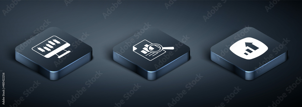 Set Isometric Stocks market growth graphs, Financial and Document with chart icon. Vector Set Isometric Stocks market growth graphs, Financial and Document with chart icon. Vector