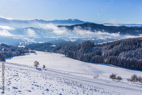 Idyllic winter landscape in the Seckauer Alpen in Austria