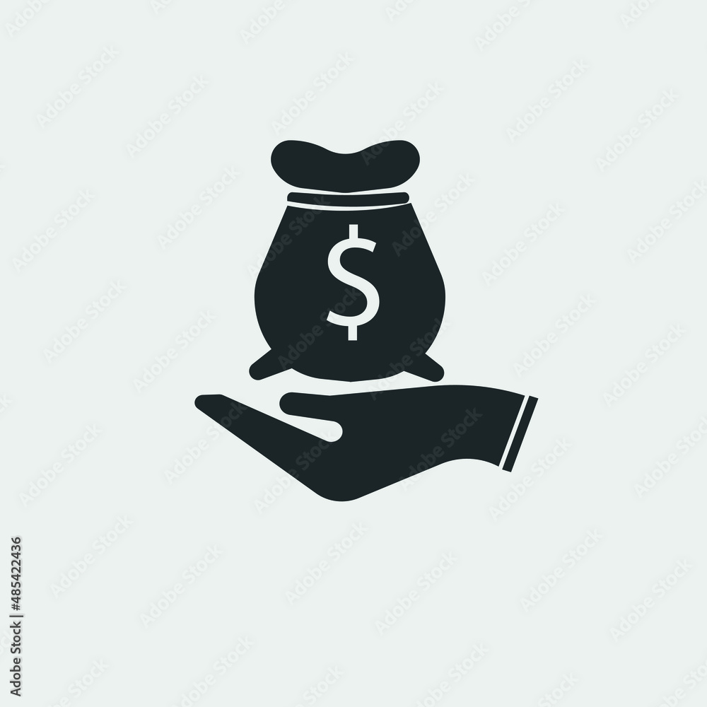 Money in palm vector icon illustration sign Money in palm vector icon illustration sign