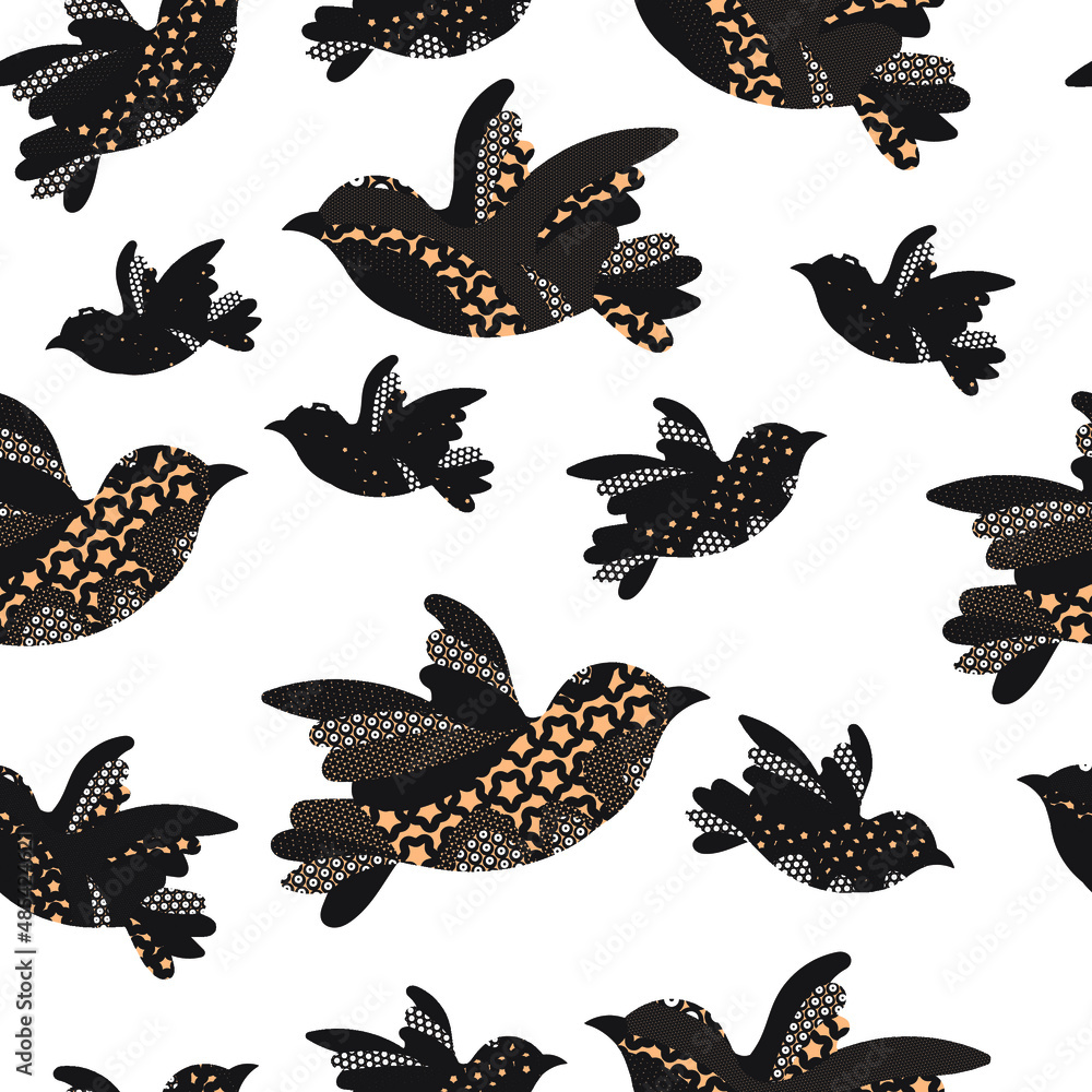 seamless pattern with black birds seamless pattern with black birds