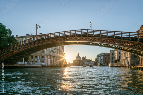 Ponte dell’ Accademia Bridge and Grand Canal at sunrise, Venice, Italy photo