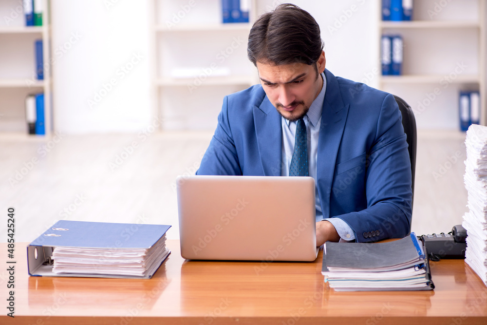 Young businessman employee working in the office Young businessman employee working in the office