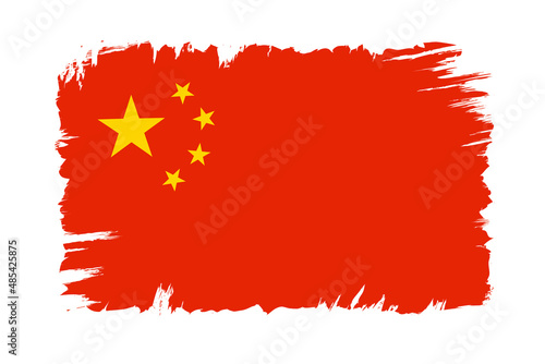 Vector vintage China flag. Vector Chineese flag.