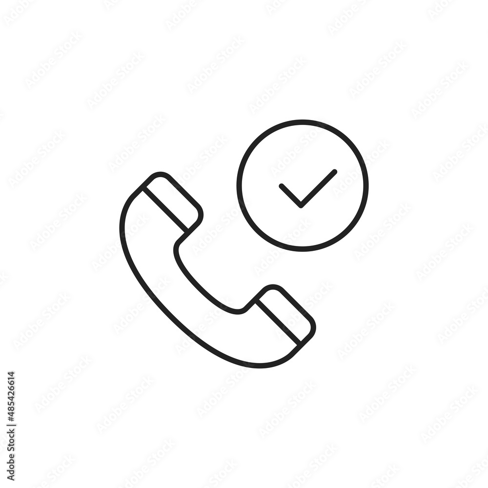 Phone call icon. Technology icon with check sign. High quality black vector illustration. Phone call icon. Technology icon with check sign. High quality black vector illustration.