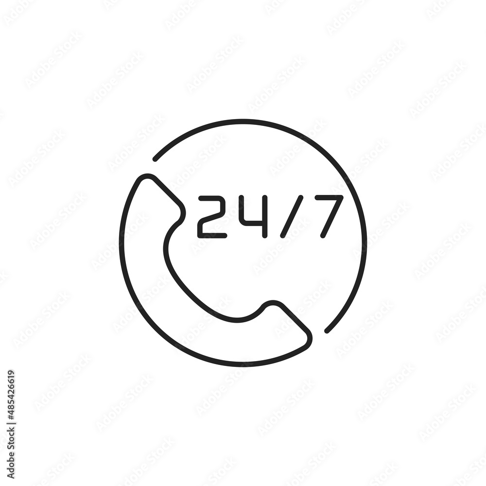 24/7, call center, customer, service, support icon. High quality black vector illustration. 24/7, call center, customer, service, support icon. High quality black vector illustration.