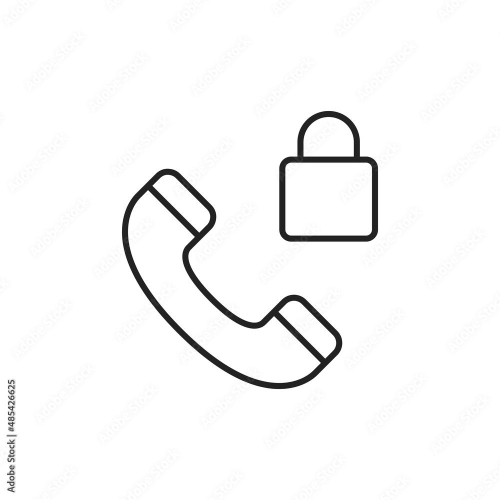 Locked calls interface phone symbol. Blacklist call icon. High quality black vector illustration. Locked calls interface phone symbol. Blacklist call icon. High quality black vector illustration.