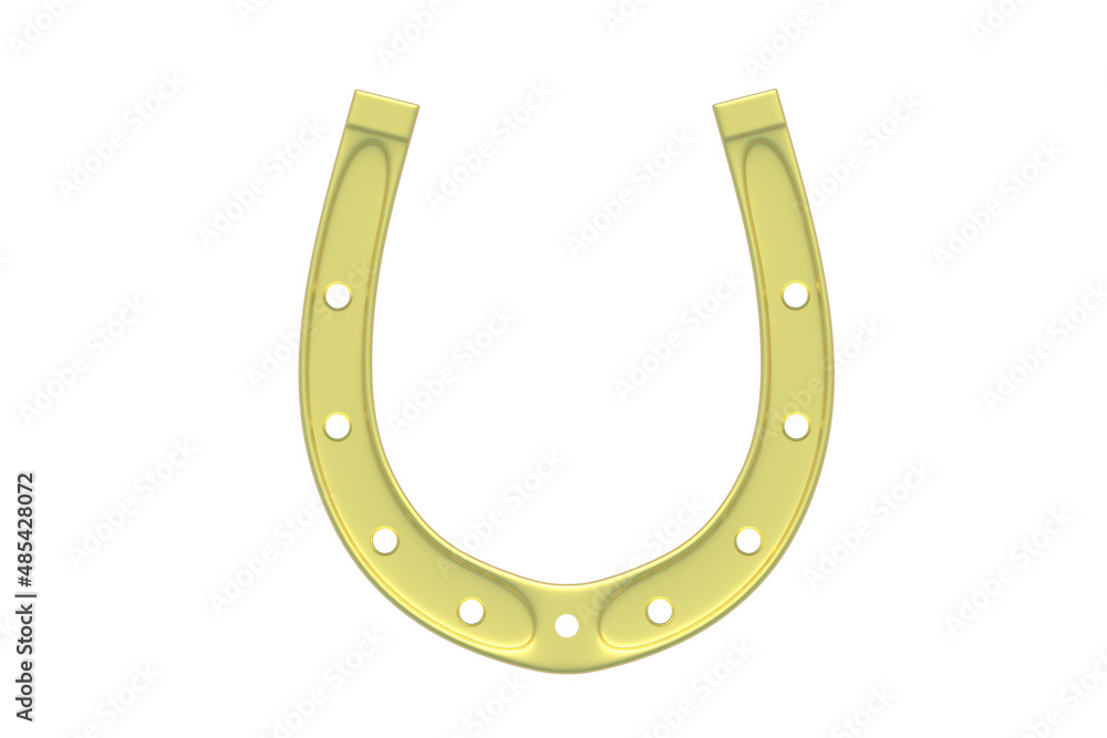 Golden horseshoe isolated on a white background. Symbol of luck and successful. 3d render Golden horseshoe isolated on a white background. Symbol of luck and successful. 3d render
