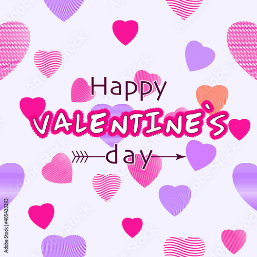 Valentinstag , Herzen, Beschriftung, Vektorgrafik