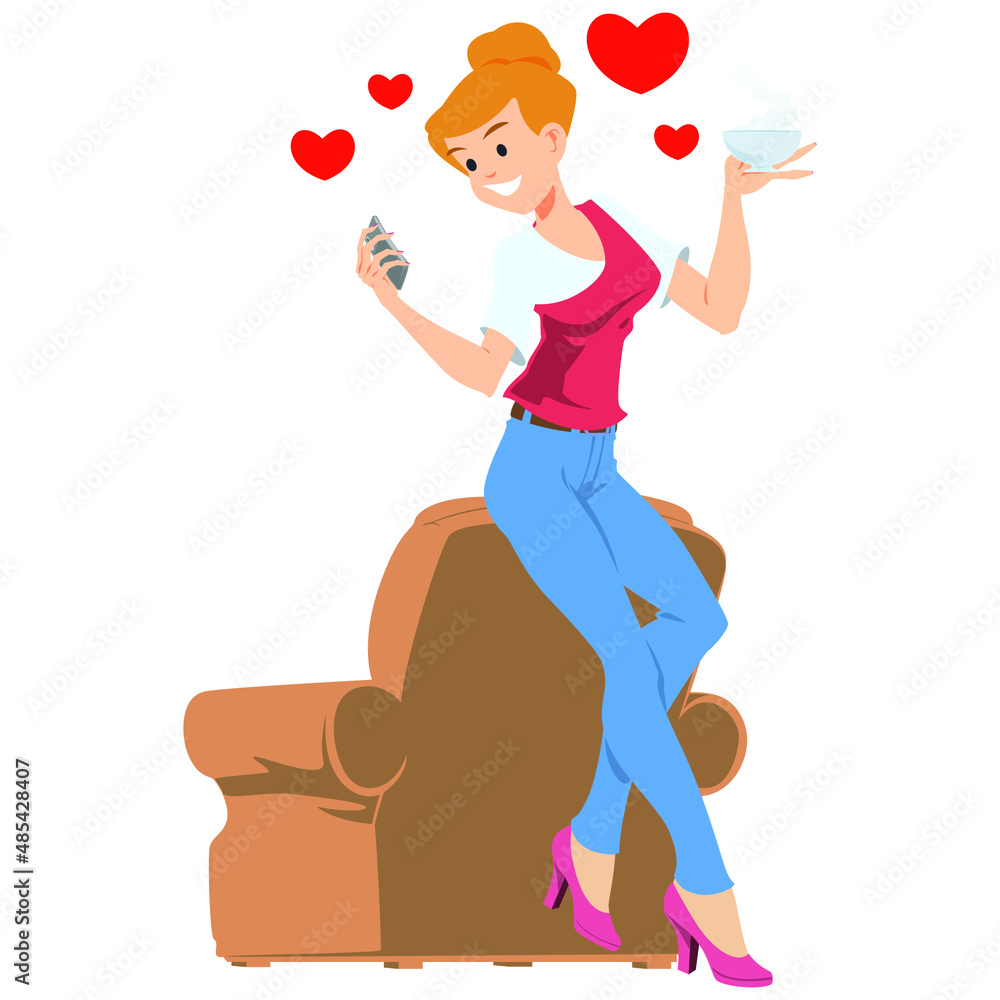 Young woman taking selfies. Girl are photographed on smartphone. Funny people. Illustration concept for website and mobile website development. Young woman taking selfies. Girl are photographed on smartphone. Funny people. Illustration concept for website and mobile website development.