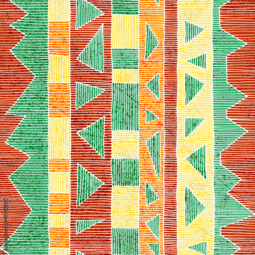 Seamless geometric pattern. Bohemian patchwork print. Ethnic and tribal motifs. Vector illustration. photo