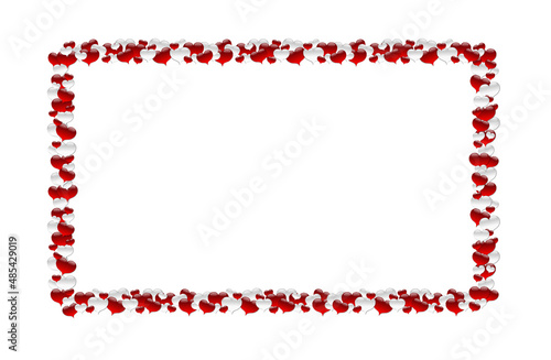 frame with red and white hearts