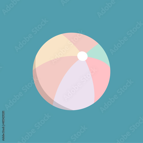 Pastel colored beach ball isolated. Summer vacation toy. Playing games on sunny plage. Vector flat illustration