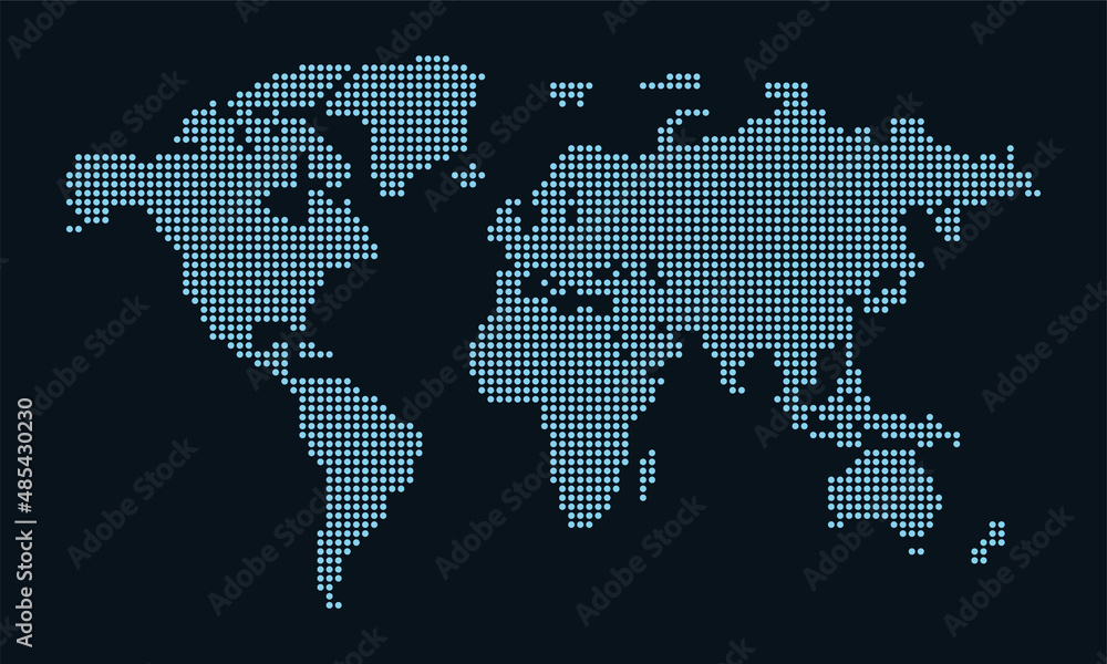 World map formed by dots. Dotted earth map.