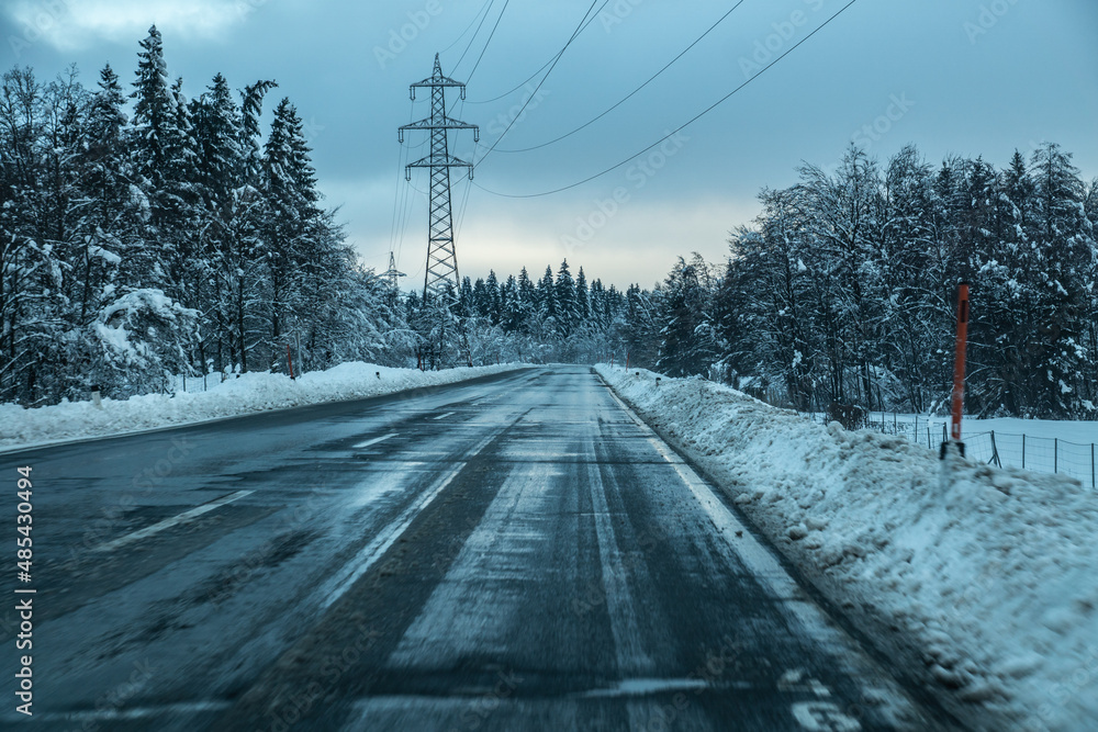 Fototapeta premium Straße im Winter