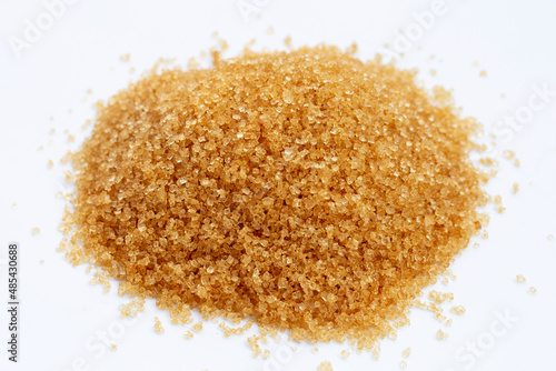 Brown sugar on white background