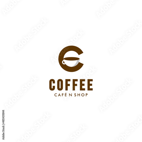 letter C and mug or cup coffee negative space logo inspiration