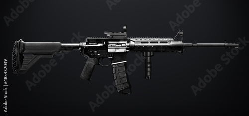 Φωτογραφία M416 gun, Automatic weapon isolated black , military army