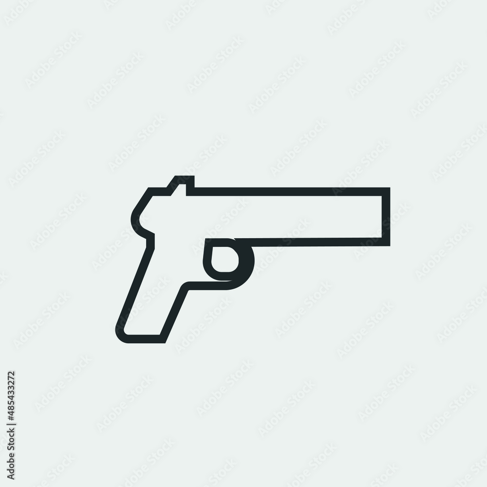 Pistol gun vector icon illustration sign 