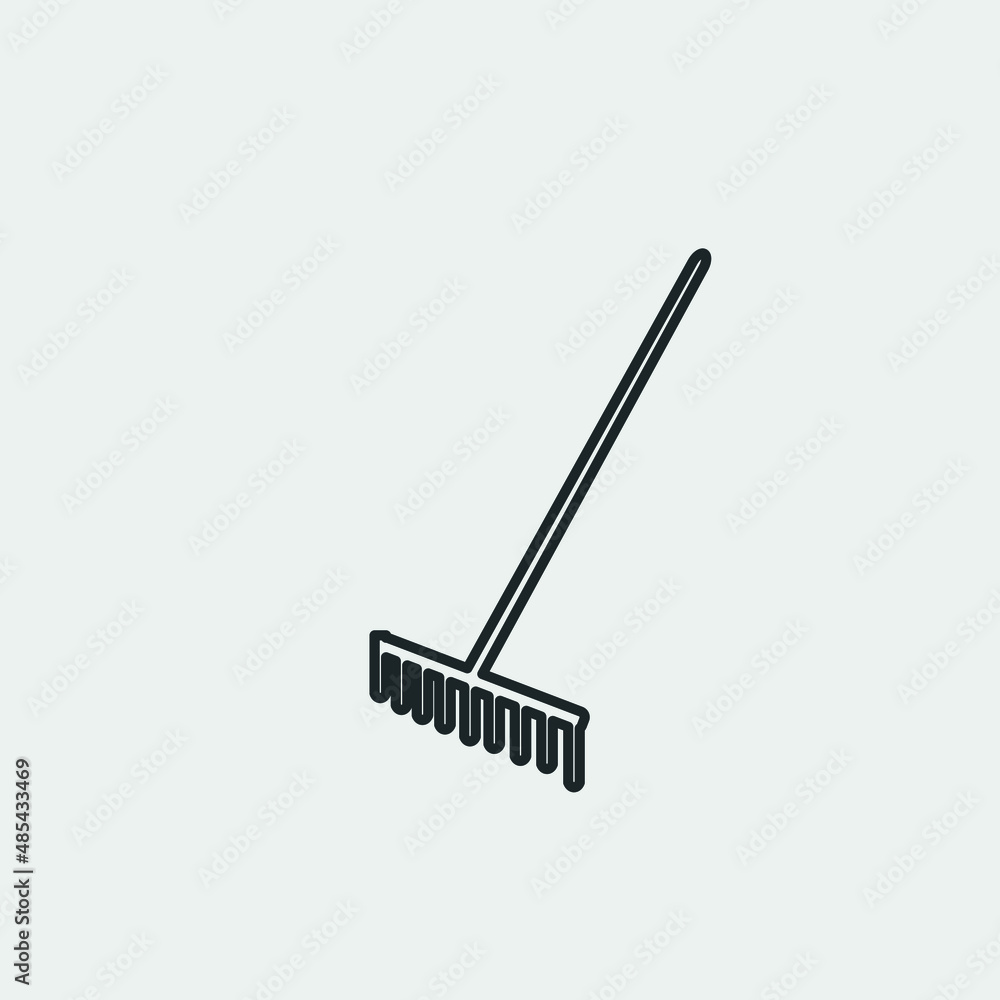Rake vector icon illustration sign Rake vector icon illustration sign