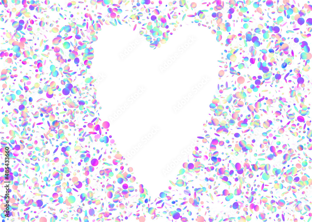 Falling Effect. Party Multicolor Gradient. Disco Element. Rainbow Confetti. Pink Retro Background. Glitter Foil. Hologram Texture. Digital Art. Violet Falling Effect