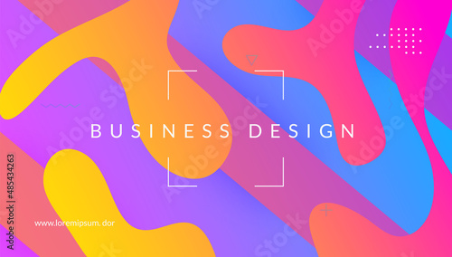 Digital Poster. Color Gradient Background. Plastic Page. Blue Hipster Banner. Rainbow Design. Colorful Geometry. Wave Landing Page. Modern Element. Magenta Digital Poster
